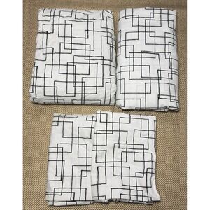 MARIMEKKO SudenKorento Sheet Set FULL 4pc Geometric Modernist Black White Cotton